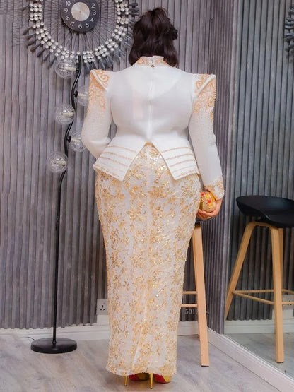Party Evening Dresses Elegant Women Luxury Bodycon Maxi Dress Long Sleeve Robes Africa Clothes Birthday Wedding Prom Ladies Gown