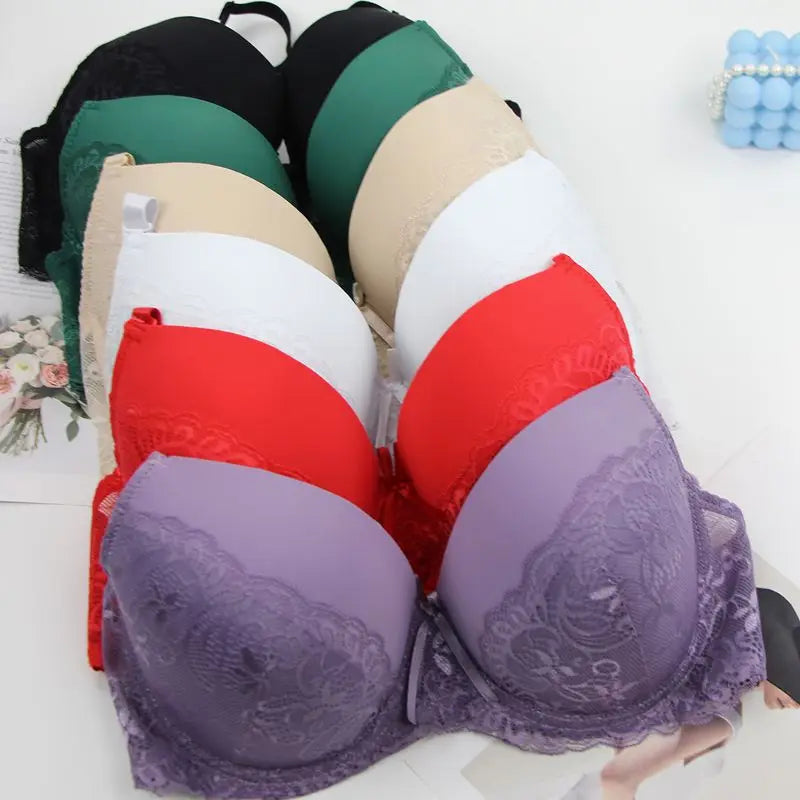 2024 New Sexy Lace Bow Bras For Women Push Up 34/75 36/80 38/85 40/90 42/95 44/100 BCDE Cup Undrwear Plus Size Linger