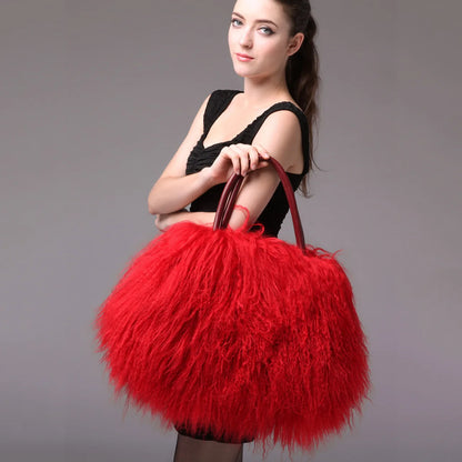 Wool Bag Cute And Versatile Winter Handbag Wool Large Capacity Woman Bags Relaxed Texture Furry Women Fashion Tote Shoulder Bag