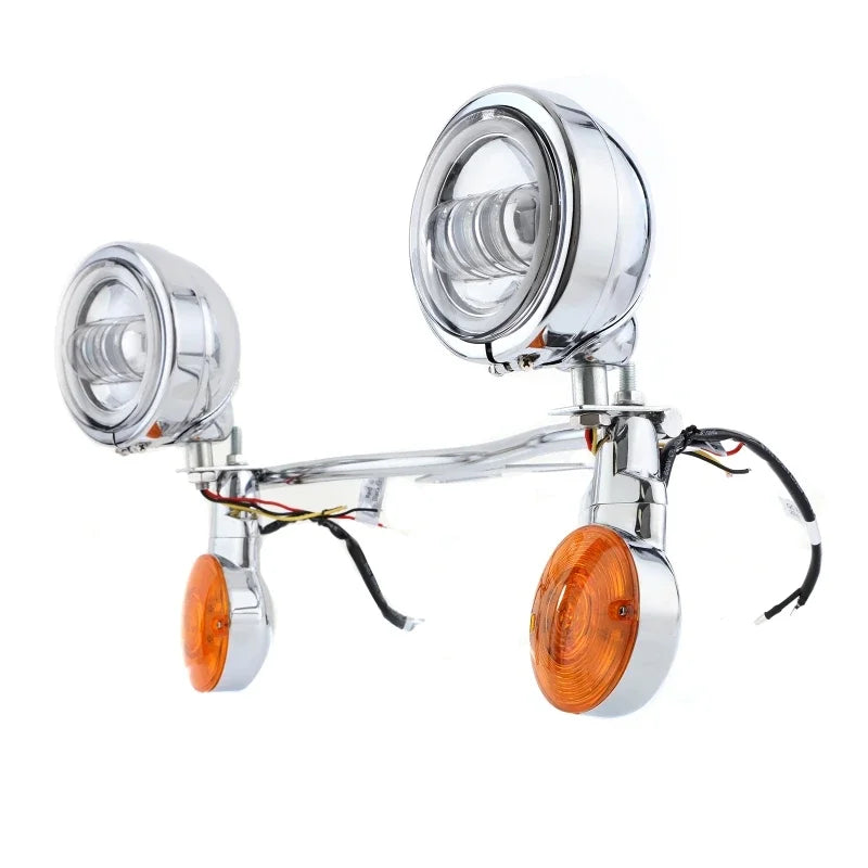 Motorcycle Driving Passing Spotlight Light Bar & Turn Signals Lamp Kit for Harley Davidson/Honda/Suzuki/Kawasaki