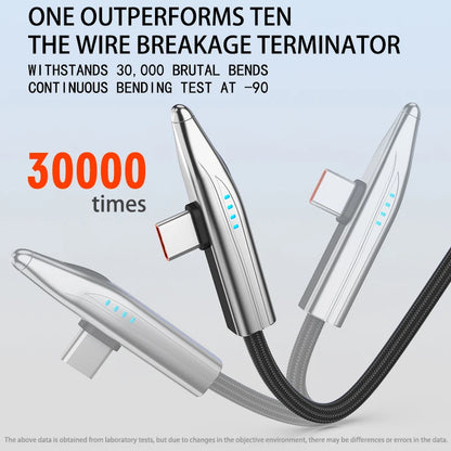 240W 100W Bullet Train Shape Fast Charging Cable 90° Elbow Type C Charger USBA/Type C To Type C Cable for Samsung S25 iPhone 16