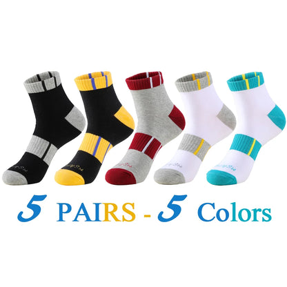 5 Pairs/Lot Mens Running Socks Casual Outdoor Sports Cotton Orange Red Stripes Compression Black 15 Styles Travel Hot Sale 2024