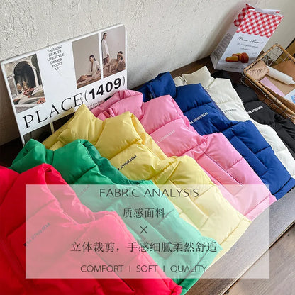3-14 Years Winter Boys Girls Vest Fashion Letter High Neck Design Thick Keep Warm Waistcoat For Kids Children Down Coat