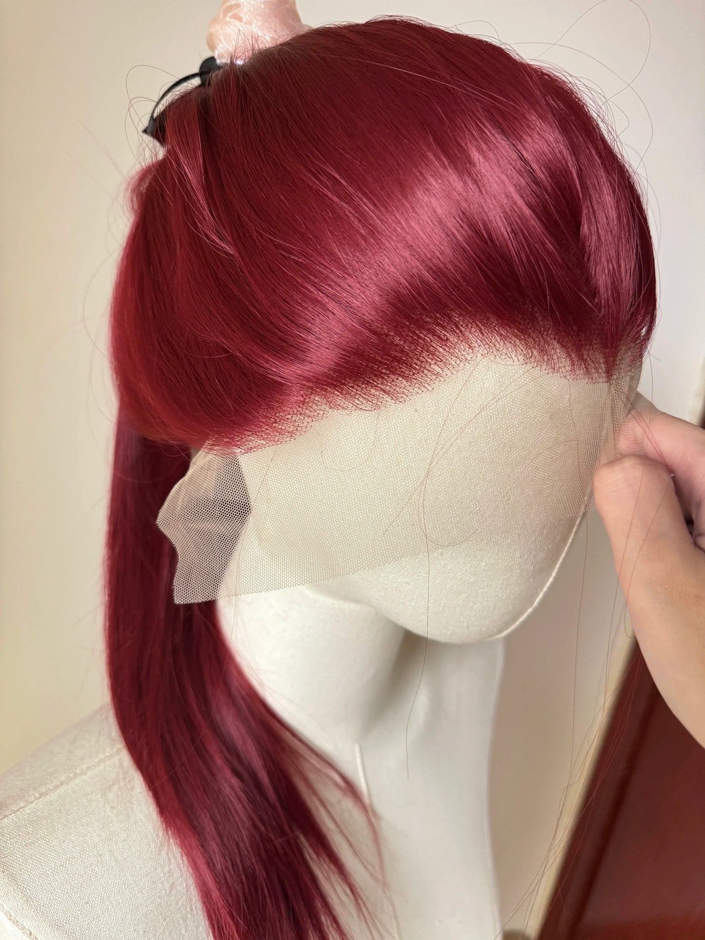 Wine Red Lace Front Wig for Women 26Inch Long Straight 13*4 Lace Wigs High Quality Synthetic Lace Wig Natural for Cosplay Peluca