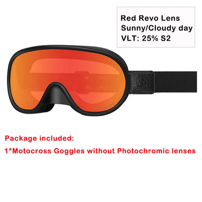 Vintage Motorcycle Goggles Over Glasses Photochromic UV400 Dirt Bike Goggles for Men Women Dual-Cycle Defogging Racing Glasses