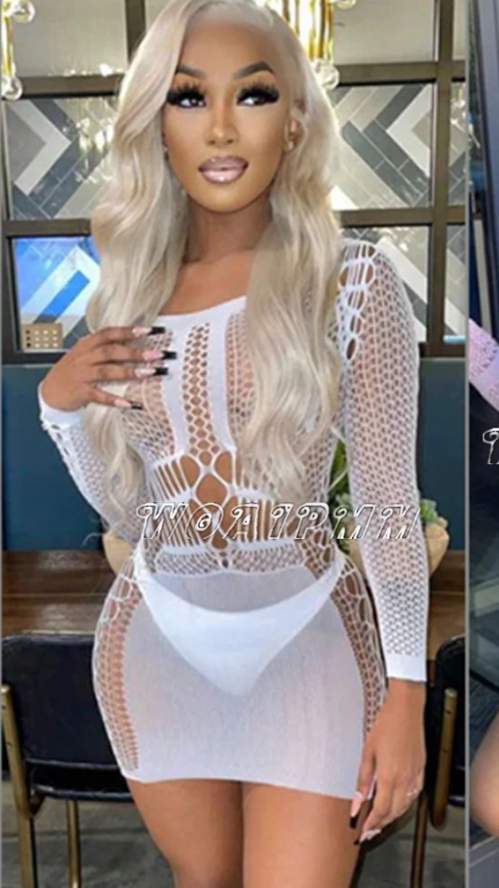 Sexy Fishnet Mini Dress Short Skirt Club Ladies 2024 Summer Bodycon Dress Evening Party Tight Mini Women Dress Lingeries