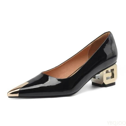 Fashionable New Retro Pointed Shallow Mouth Temperament Women's Single Shoes Commuting Coarse Shoes Shallow Mouth Women's Shoes