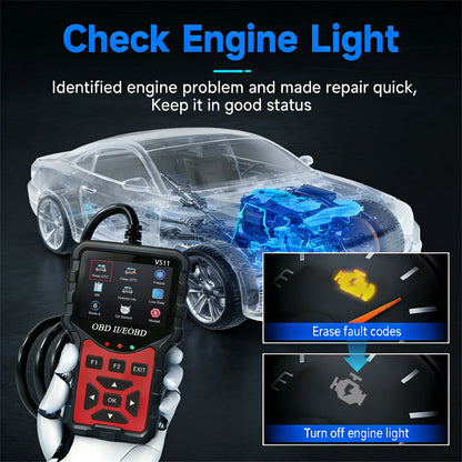 2025 New Model, Supports 8 Languages, Professional Obd2 Car Diagnostic Tool, Direct Sales from the Manufacturer, V511 Professional Code Reader and Scan Tool, Clears Fault Codes, Real-Time Data Stream, Enhanced Engine Fault Co