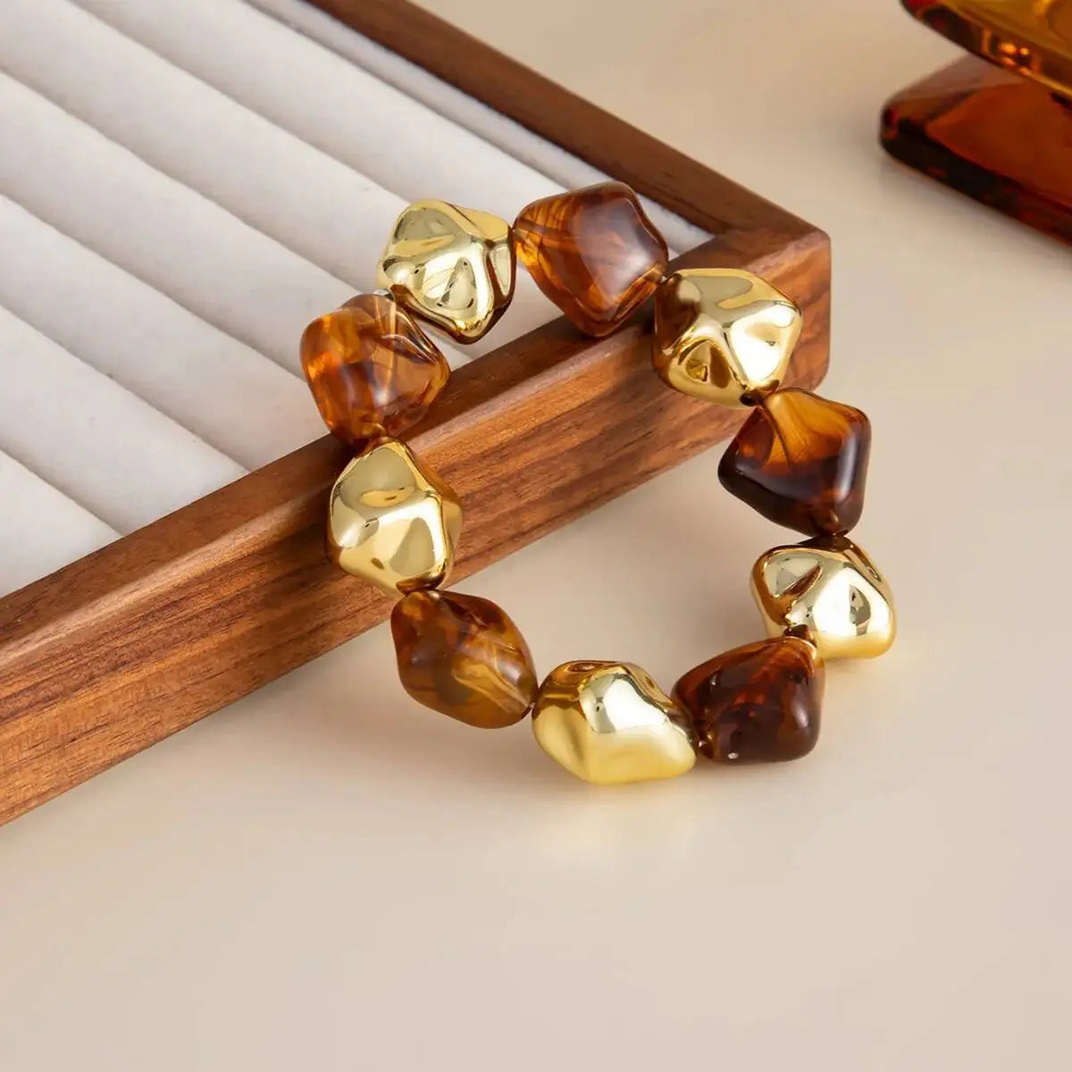 IngeSight.Z 6 Style Boho Punk Geometric Acrylic Resin Elasticity Bangles Women Vintage CCB Beads Bangle Bracelets Charm Jewelry