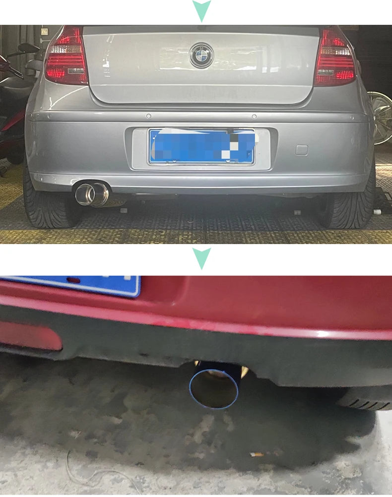 Car Exhaust Pipe Modified Parts HKS Muffler Straight Tailpipe Universal Outlet 89MM Glossy Silver Blue Stainless 51 63 76mm Fit
