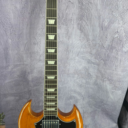 Newly launched and highly popular yellow solid-body electric guitar. Cherry wood body. Silver accessories Free Shipping