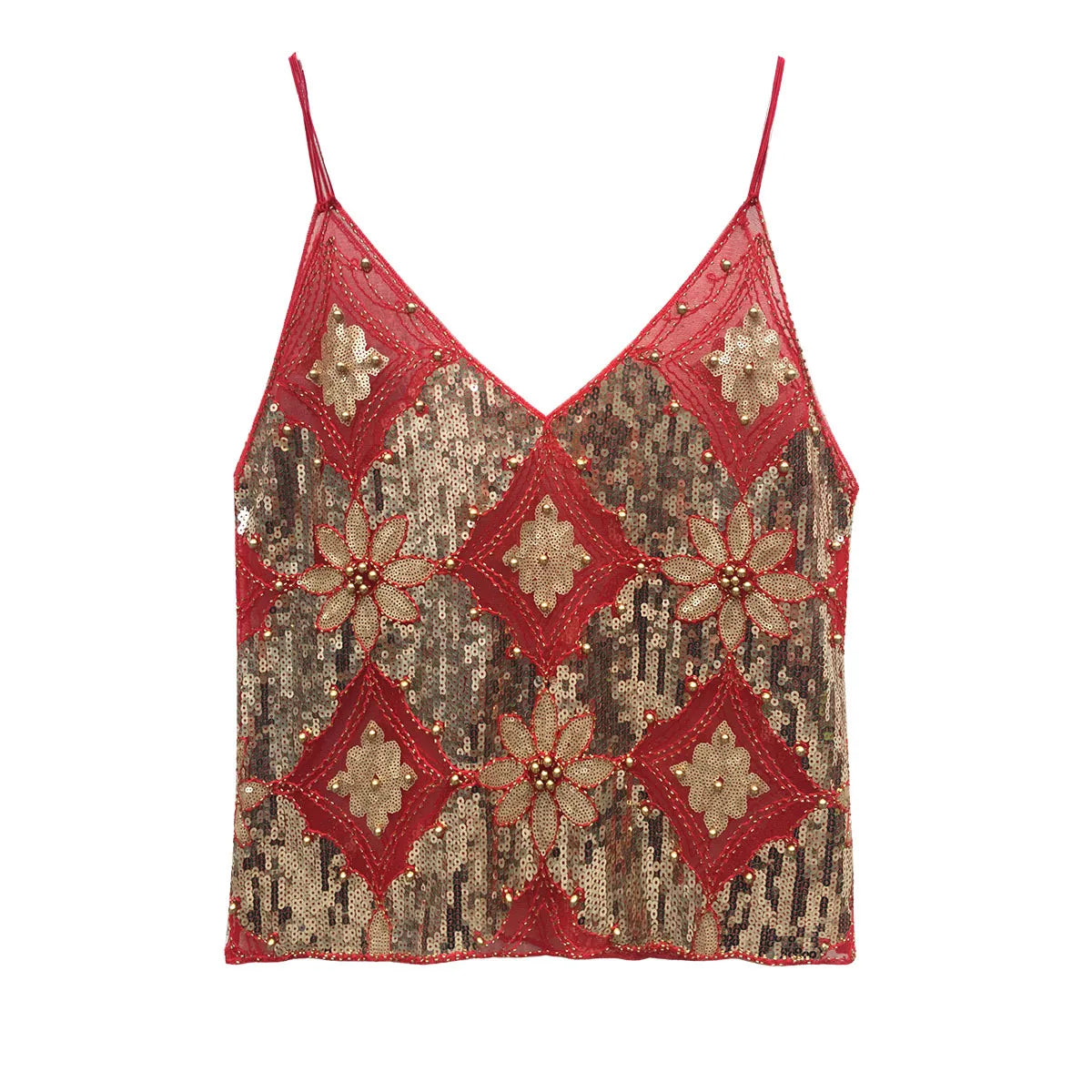 Sexy Sequins Beaded Camisoles Women Glitter Sleeveless Backless Pleated Sling Crop Tops 2026 Spring Summer Club Party Tank Lady