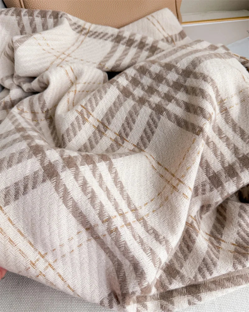 Houndstooth Scarf Men Women Autumn Winter Cashmere Scarves Wrap Student Fashion Thicken Warm Long Tassel Shawl Lady Bufanda New