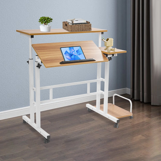 Multi Functional Foldable Computer Desk Adjustable Portable Laptop Desk Modern Computer Desk Computer with Wheels for Work Study