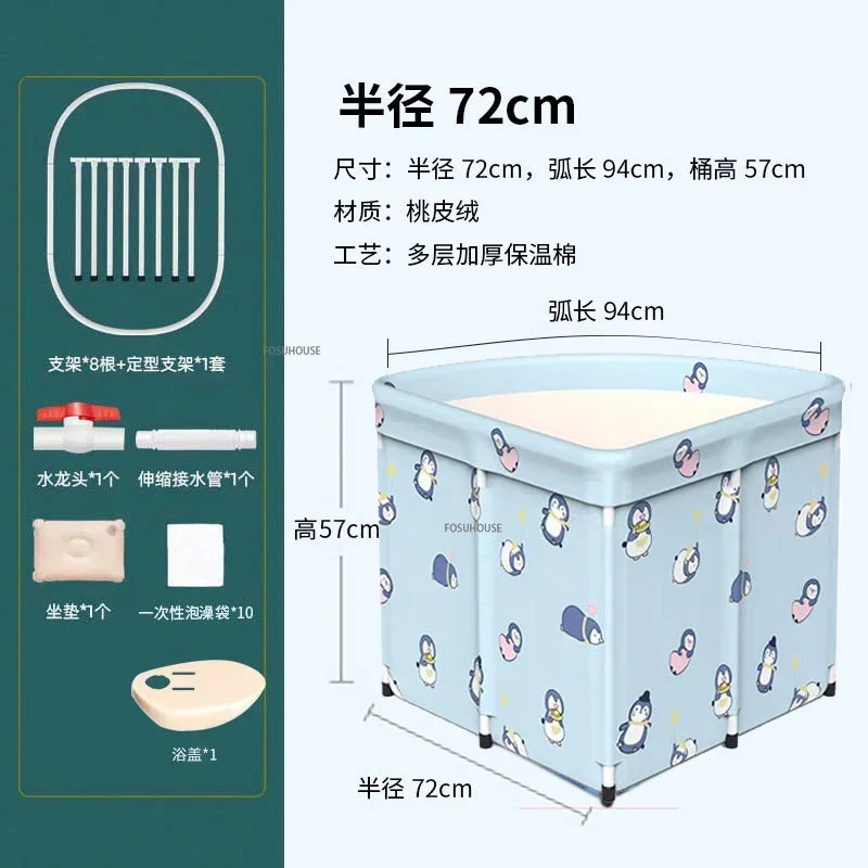 Household Triangular Bathtub Foldable Bath Bucket Swimming Pool Dual-use Portable Steam Sauna Fan-shaped Bath Barrel