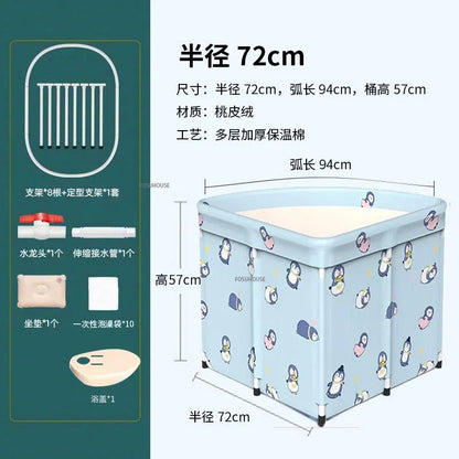 Household Triangular Bathtub Foldable Bath Bucket Swimming Pool Dual-use Portable Steam Sauna Fan-shaped Bath Barrel