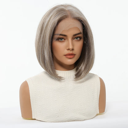 13*6 HD Lace Front Wigs Blonde Mixed Brown Synthetic Wigs For Women Daily Party Short Straight Natural Fake Hair Heat Resistant