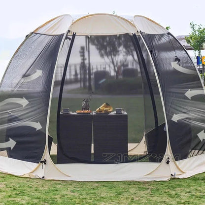 Pop Up Panoramic Mesh Tent Large Full View Mesh Tent for Backyard Patio Camping Picnic Beach Bug Proof High Ventilation