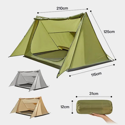 Camping Single Layer Two Person Tent Shelter 2 In 1 Windproof Light Weight Tent (No Poles)