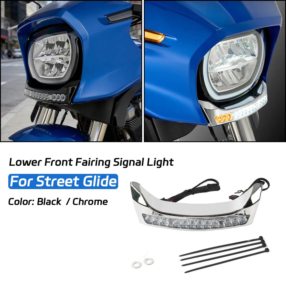 For CVO Electra Street Glide Ultra FLHXU New Motorcycle Front Lower Fairing Signal Light Turn Light Amber Lamp Accessories