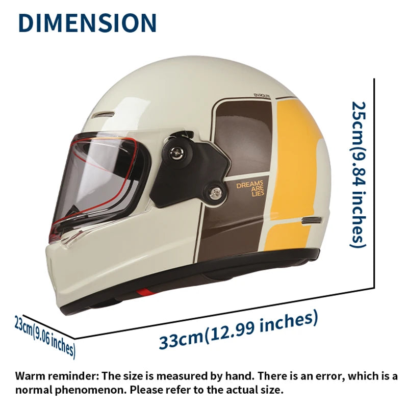Retro-style full-face helmet with multi-color lenses, ABS material, DOT certified, suitable for all seasons