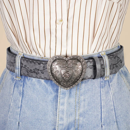 Heart Shaped Women's Casual Belt, Retro Embossed Carved Women's Belt, Dress, Jeans, Suit, Shirt Decoration
