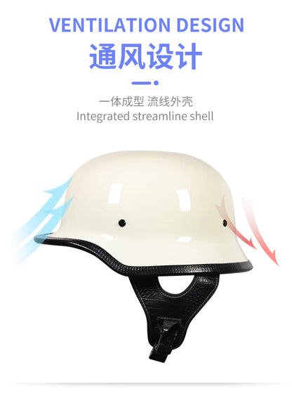 ORZ-309-Soldier Helmet Retro Half Helmet Motorcycle Male and Female Motorcycle Personality German Ladle Helmet Electric Vehicle
