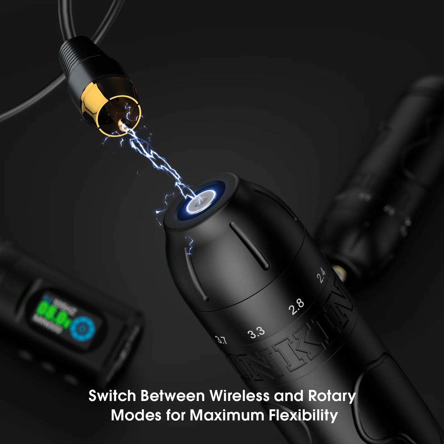 EZ Inkflexo 2.2-4.2mm Adjustable Stroke Wireless Tattoo Machine Pen Coreless Motor with 20pcs REVO Cartridge Tattoo Needles Kits