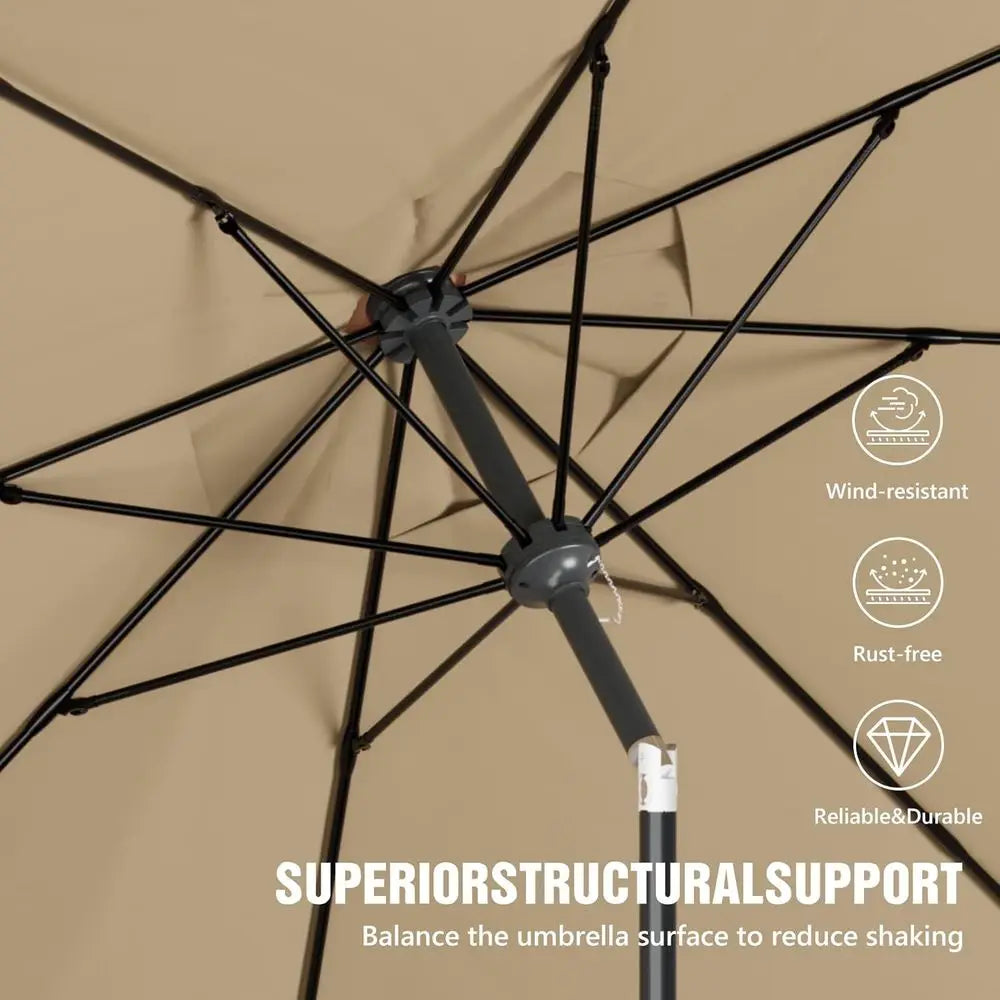 Outdoor Patio Umbrella with 8 Ribs, Push Button/Crank, Suitable for Pool, Deck, Garden, and Backyard