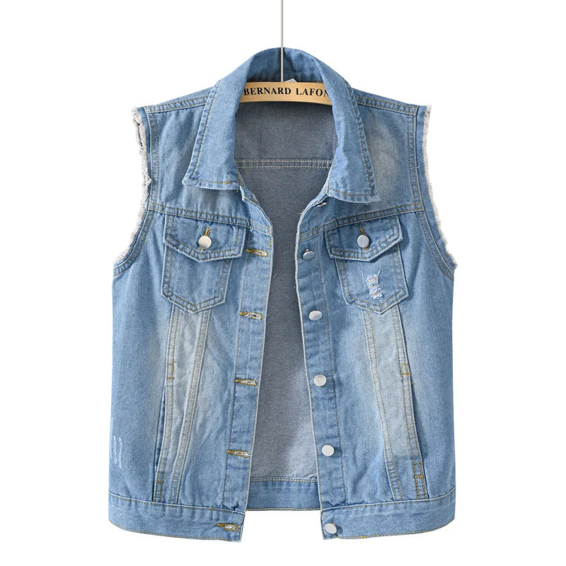 Coats Fashion Clothes Casual Vintage Elegant Sleeveless Denim Vest for Women Jacket Spring Streetwear Women Clothing Autumn