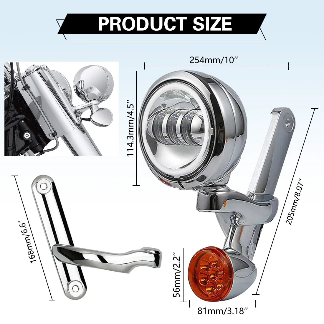 Motorcycle 4.5'' LED Headlight Auxiliary Fog Passing Lighting Bracket For Touring Road King Street Glide Turn Signal Spot