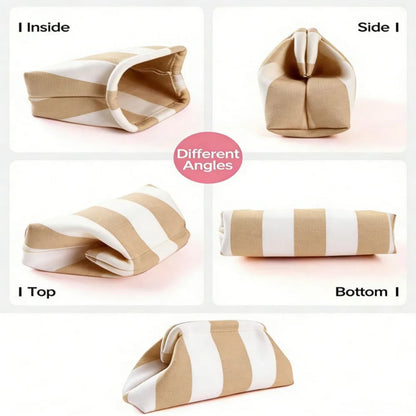 European and American trendy hot-selling women's striped makeup bag, knitted bag, girls' cloud beach clutch
