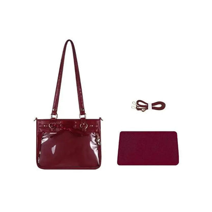 JIAERDI Transparent Ribbon Bow White Ita Bag Women Harajuku Aesthetic Large Capacity Shoulder Bags Lady Versatile Satin Handbag