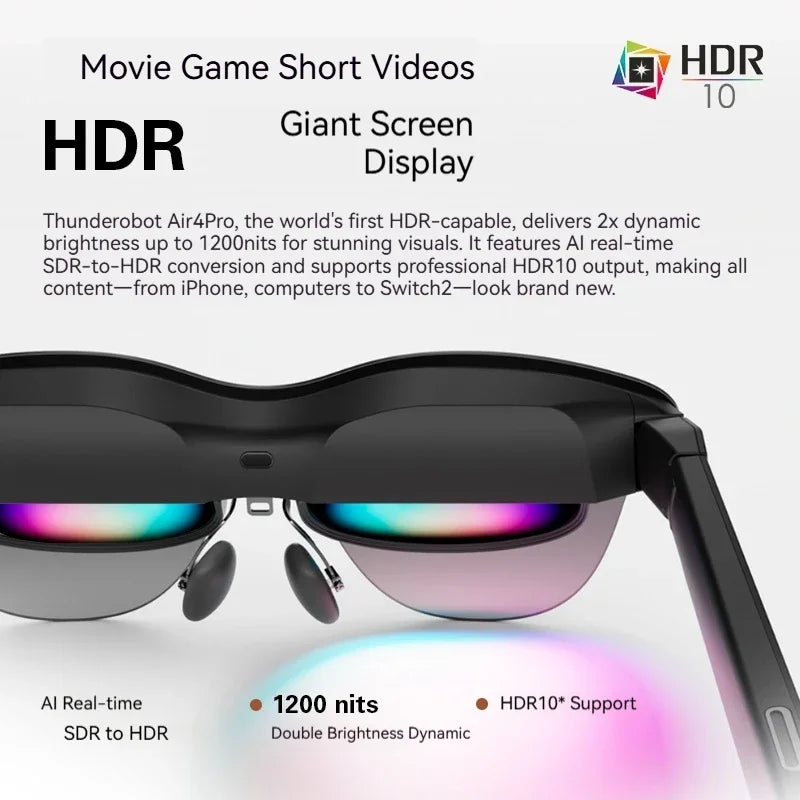 Rayneo Air 4 Pro HDR10 Smart AR Glasses 3G Voice Control IPX-5 Waterproof 4K Video Capture Head-Mounted XR Support DP Agreement