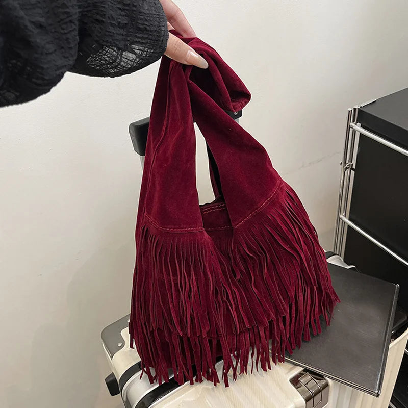 Suede Tassel High Quality Faux Shoulder Bags Fashion Large Capacity Sense of Luxury Popularity Women's Tote Bags Casual New