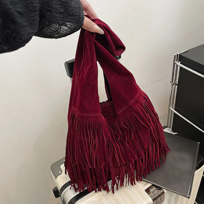 Suede Tassel High Quality Faux Shoulder Bags Fashion Large Capacity Sense of Luxury Popularity Women's Tote Bags Casual New