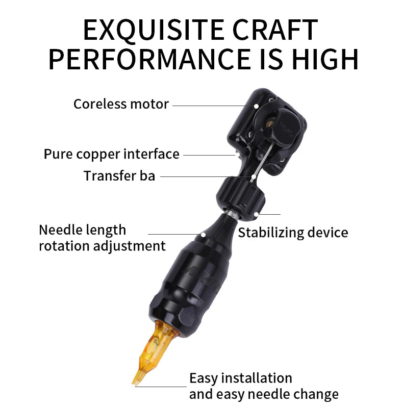 YILONG T2 Professional Seashell machine Tattoo Gun Rotary Motor Pen Hybrid Tattoo Machine With RCA Tattoo Tools