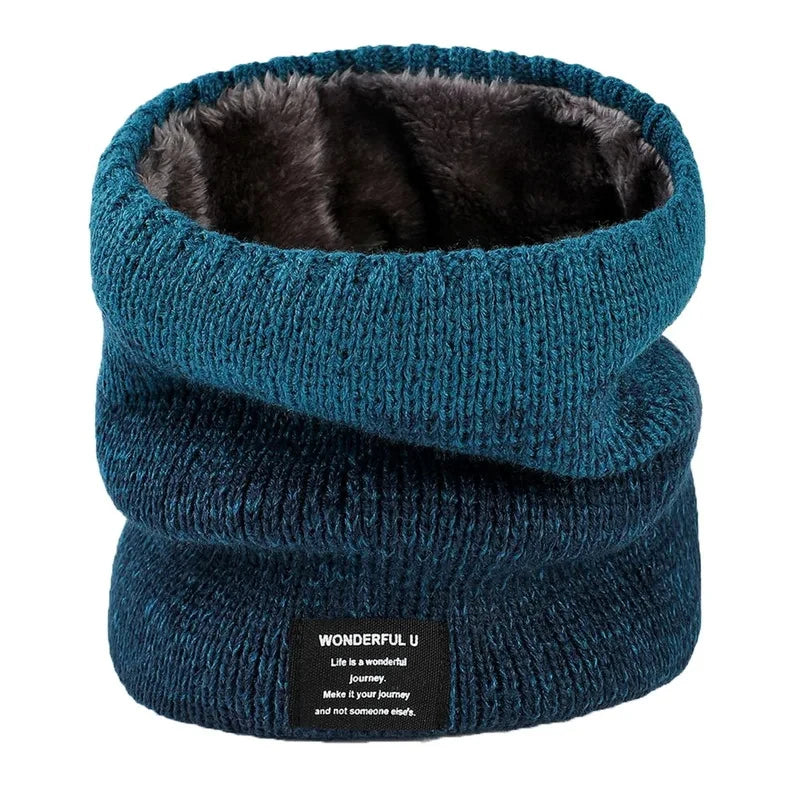 Winter Scarf for Men Fleece Ring Bandana Knitted Warm Solid Scarf Women Neck Warmer Thick Cashmere Hot Handkerchief Ski Mask