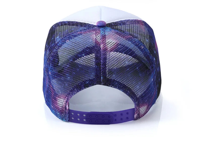 Newest Hot Sell Starry Sky Sports Caps Sublimation Blank Baseball Caps Summer Mesh Hats Adjustable Hat For Custom Printing Logo