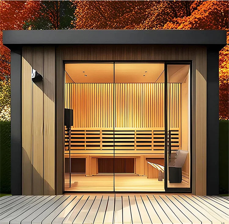 Customization Factory Customization Backyard   Sauna Outdoor with Shower  Authentic  Dry Wet Steam Sauna Room Shower Room 2-4 Pe