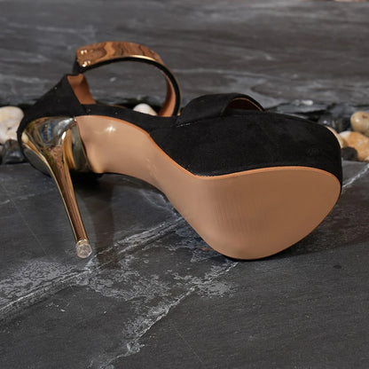 Fashion Designer Metal Ankle Strap Women 16CM Heels Platform Sandals Shoes Female High Heels Sexy Party Dance Ladies Shoes