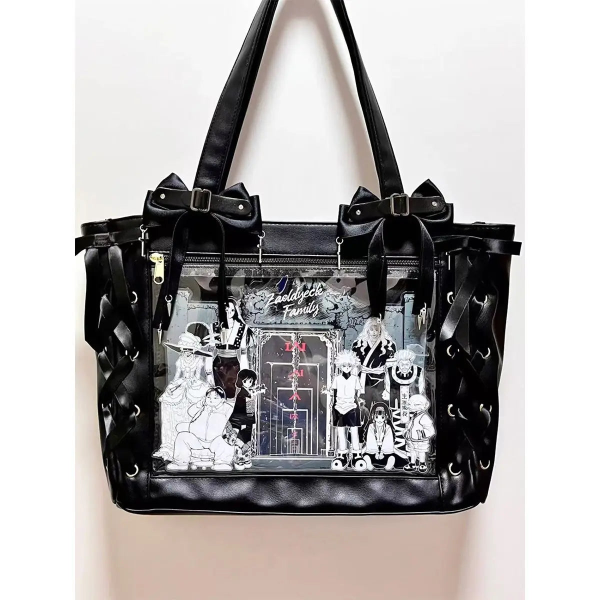 New Ribbon Cute Handbag for Women Large Capacity Transparent DIY Badge One-shoulder Tote Bag Japanese Sweet Girl Ulzzang Ita Bag