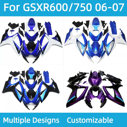 Motorcycle Fairings GSXR600 GSXR750 2006 2007 New Style Prime Injection Fairing Kit for GSXR 600 750 06 07
