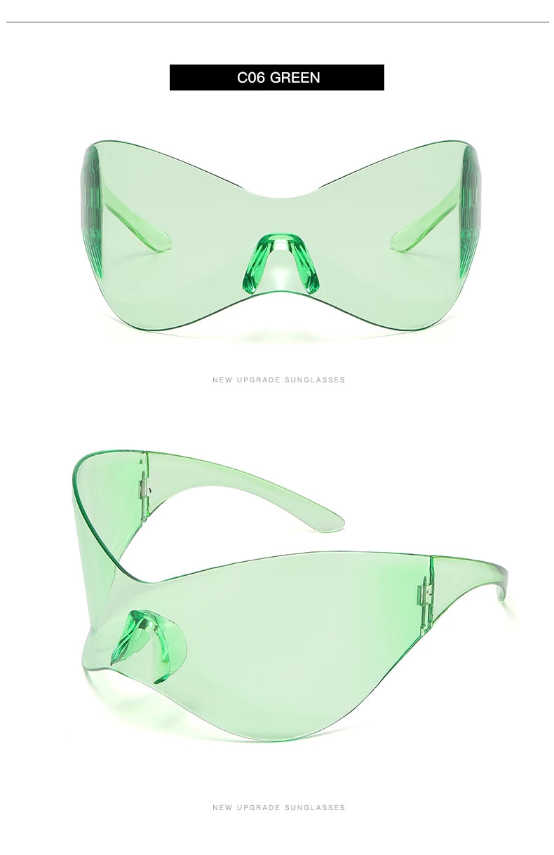 Protective Glasses New Oversized Y2K Punk Rimless Sunglasses Women Men Brand Designer Hip Hop Sport One Piece Sun Glasses Shades