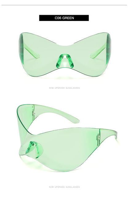 Protective Glasses New Oversized Y2K Punk Rimless Sunglasses Women Men Brand Designer Hip Hop Sport One Piece Sun Glasses Shades