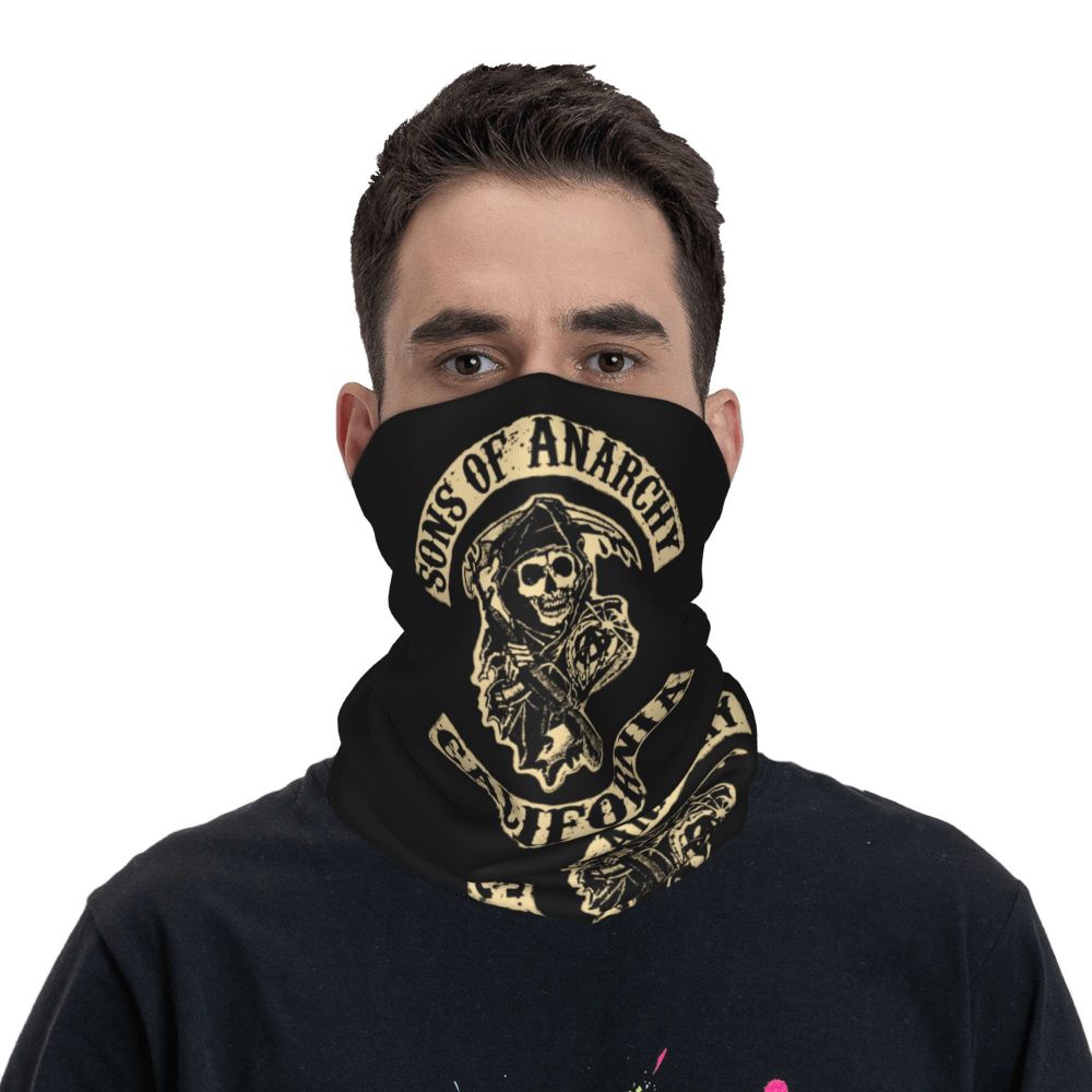 Custom 1 Percenter Essential Sons Bandana Neck Gaiter for Ski Camping Men Women Wrap Scarf TV Show Anarchy Headband Warmer