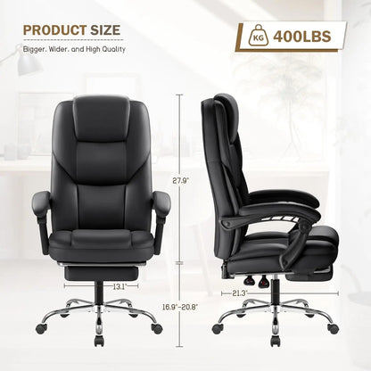 Executive Office Chair with Foot Rest Big and Tall Office Chair Ergonomic Home Office Desk Chairs Reclining High, Customized