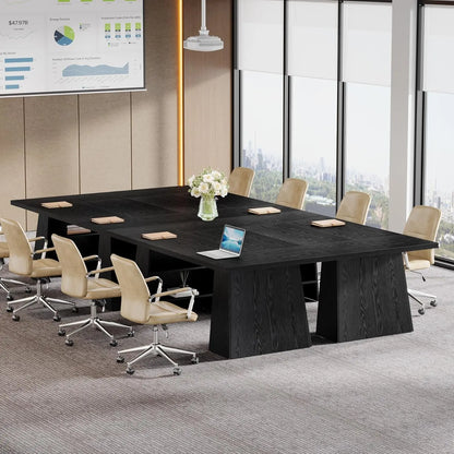 63-Inch Executive Desk, Modern Black Office Desk with Double Pedestal and Storage Shelves, Simple Large Computer, Customized