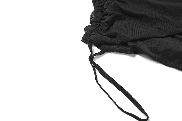 Weird Puss See Through Sexy Women Dress Y2K Cross Bandage Backless Halter Sleeveless Summer Trend Midnight Clubwear Mini Bodycon
