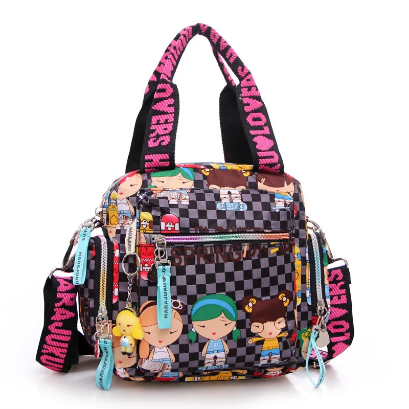 New Woman Cowboy Bag Candy Color Cute Shoulder Bag Girl Harajuku Baby Handbag 2026 Multi-functional Oxford Cloth Messenger Bag